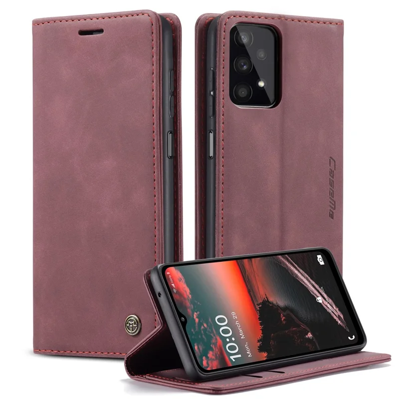 CASEME 013 Series Simple Design Automatic Suction Leather Wallet Case for Samsung Galaxy A32 5G/M32 5G - Black-Cellmalls
