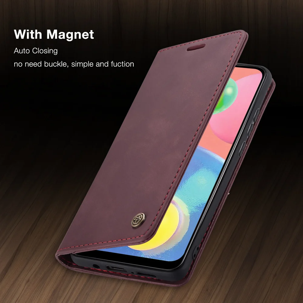 CASEME 013 Series Auto-absorbed Leather Wallet Case Flip Shell for Samsung Galaxy A70s - Black-Cellmalls