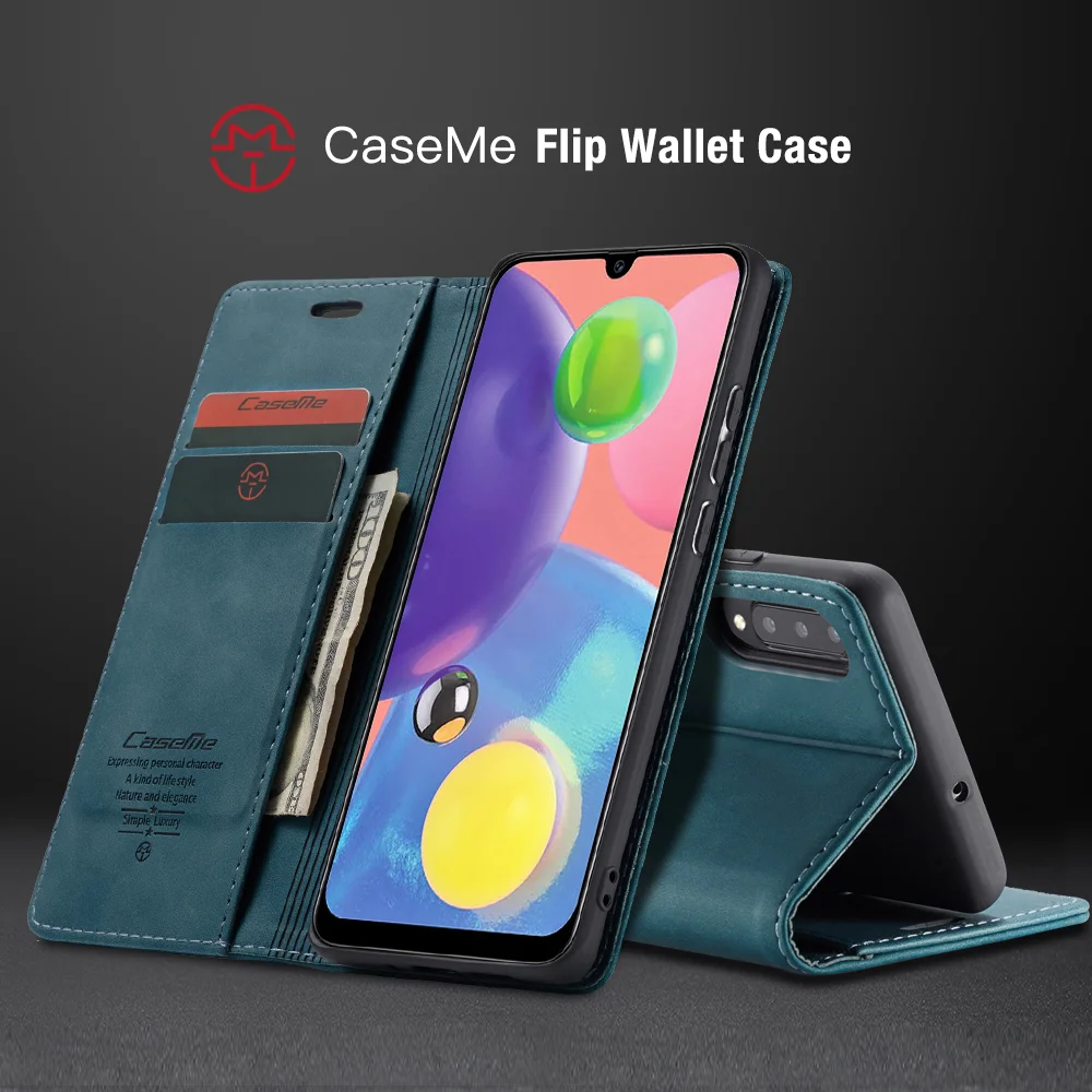 CASEME 013 Series Auto-absorbed Leather Wallet Case Flip Shell for Samsung Galaxy A70s - Black-Cellmalls