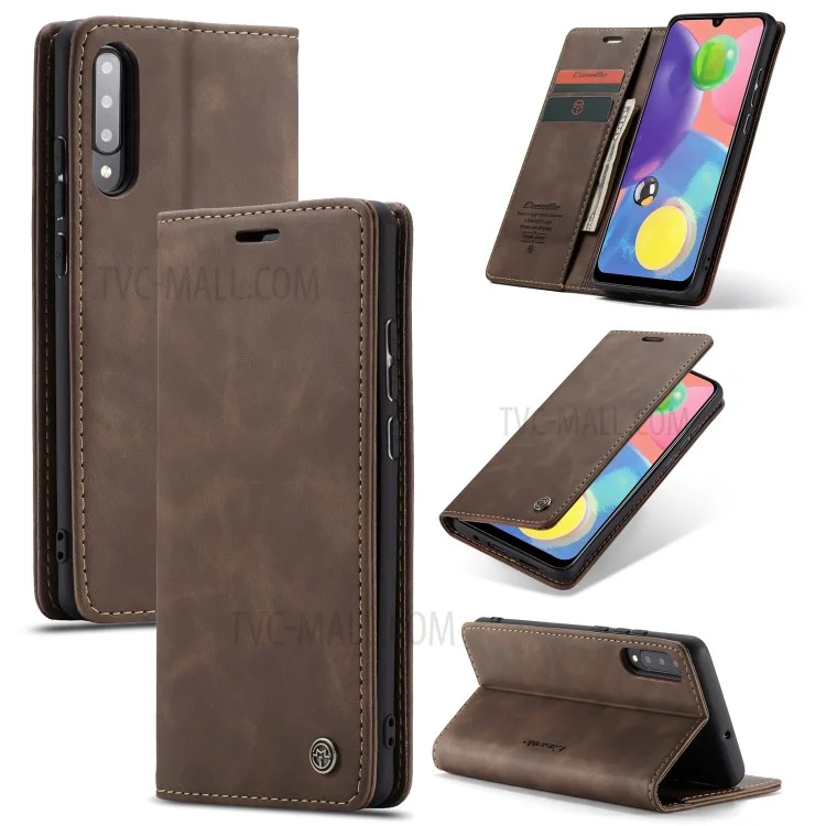 CASEME 013 Series Auto-absorbed Leather Wallet Case Flip Shell for Samsung Galaxy A70s - Black-Cellmalls