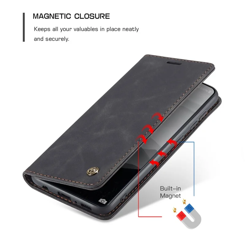 CASEME 013 Series Flip Wallet Leather Phone Cover for Samsung Galaxy A71 - Black-Cellmalls