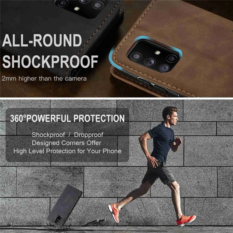 CASEME 013 Series Flip Wallet Leather Phone Cover for Samsung Galaxy A71 - Black-Cellmalls