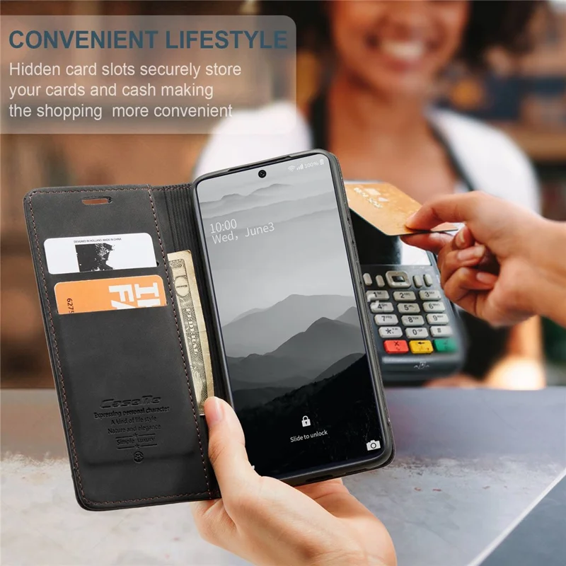 CASEME 013 Series Flip Wallet Leather Phone Cover for Samsung Galaxy A71 - Black-Cellmalls