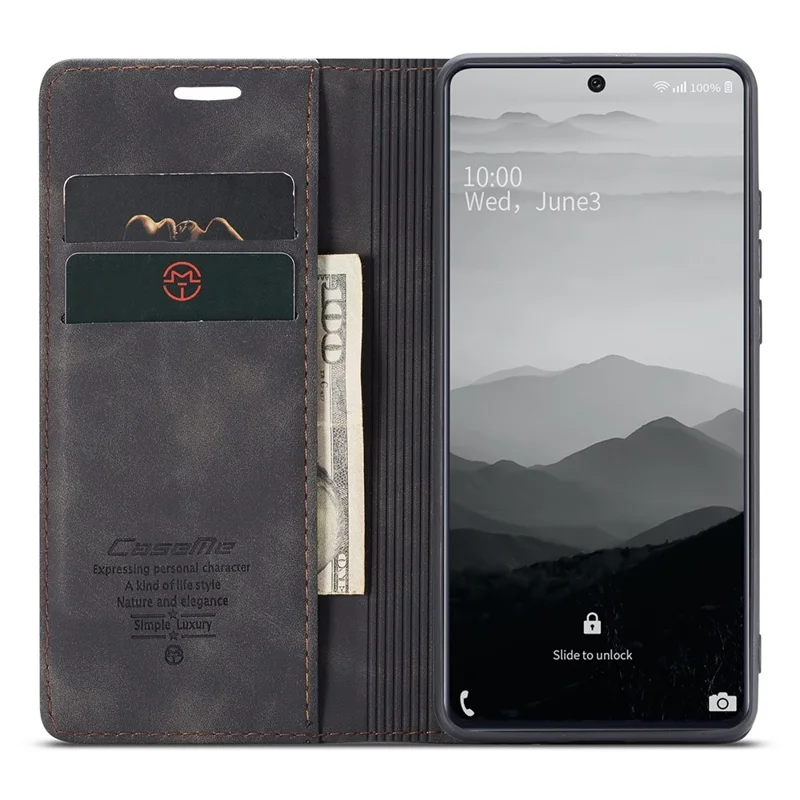 CASEME 013 Series Flip Wallet Leather Phone Cover for Samsung Galaxy A71 - Black-Cellmalls