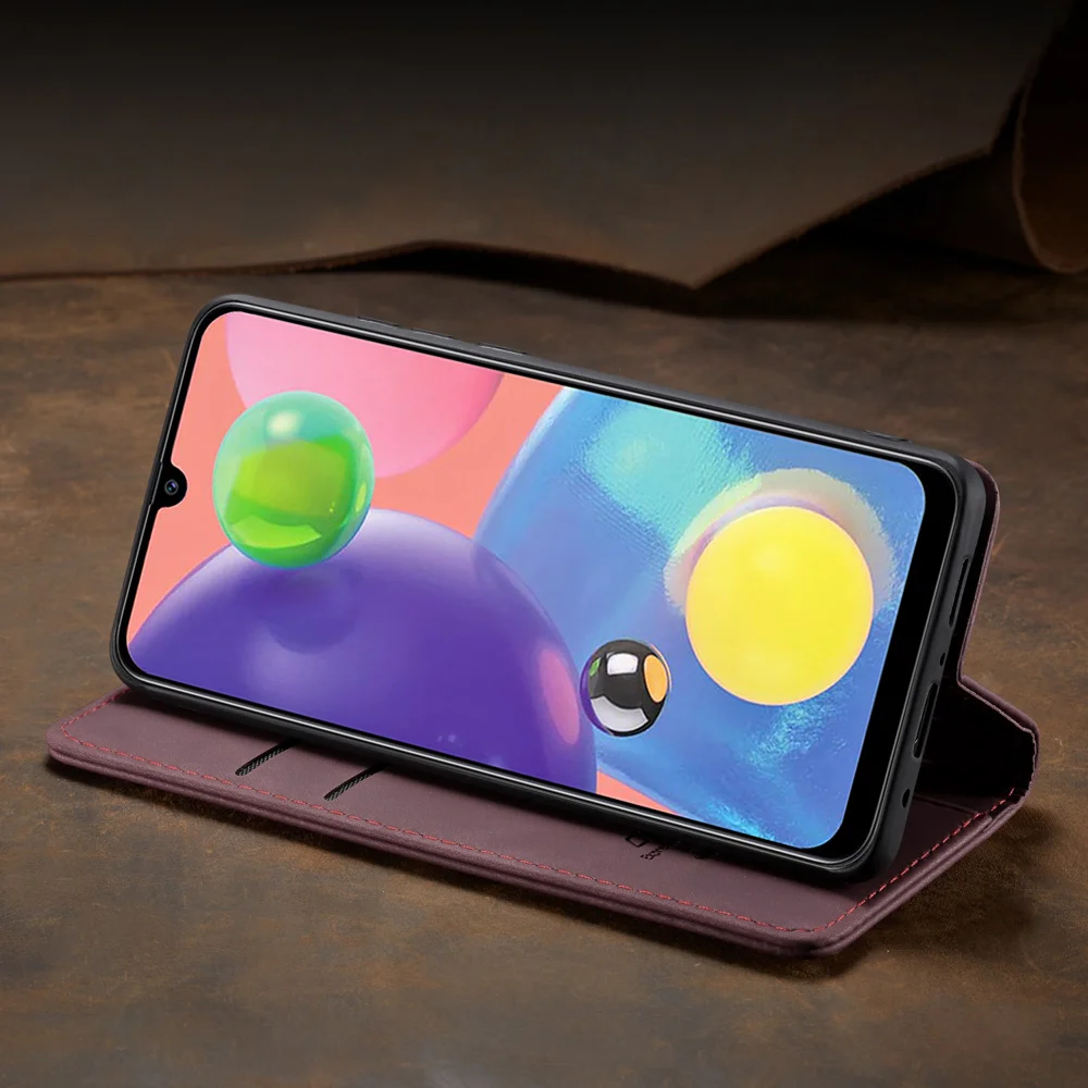 CASEME 013 Series Auto-absorbed Leather Wallet Case Flip Shell for Samsung Galaxy A70s - Black-Cellmalls