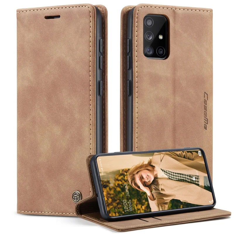 CASEME 013 Series Flip Wallet Leather Phone Cover for Samsung Galaxy A71 - Black-Cellmalls