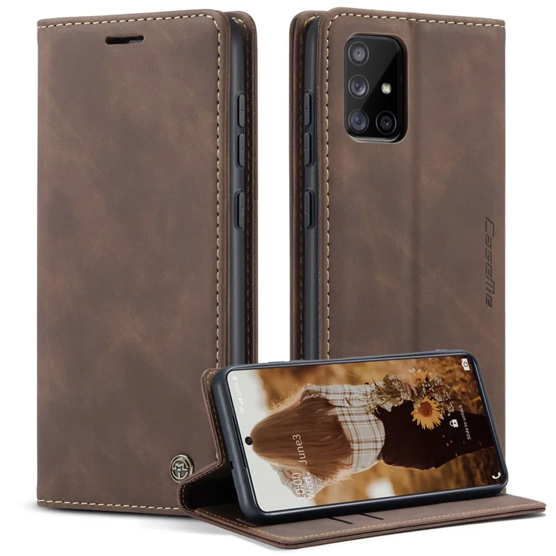 CASEME 013 Series Flip Wallet Leather Phone Cover for Samsung Galaxy A71 - Black-Cellmalls