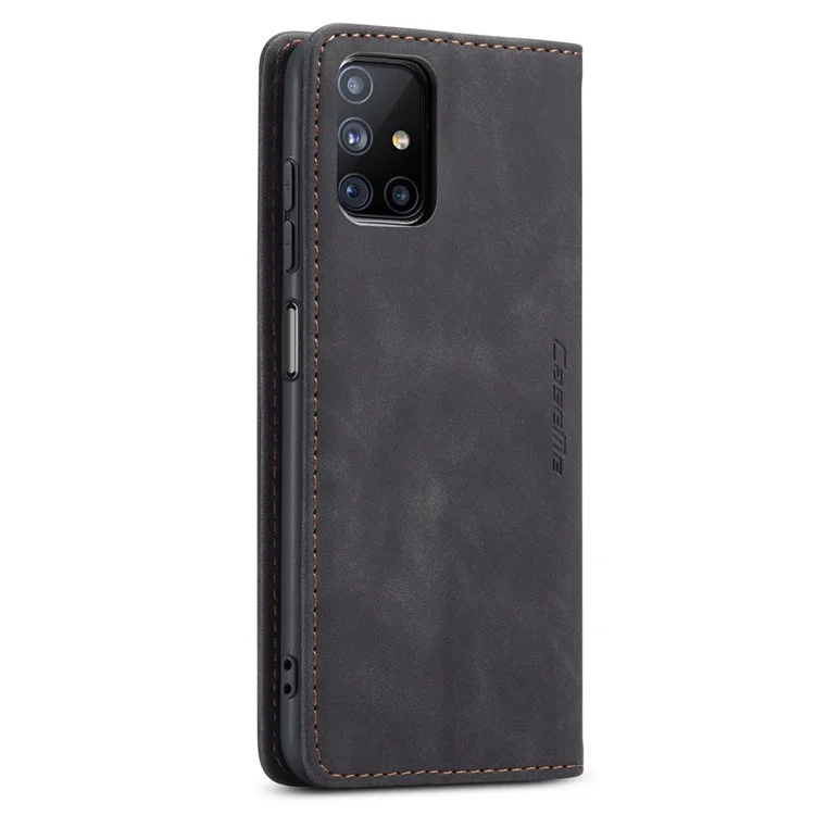 CASEME 013 Series Magnetic Smartphone Cover for Samsung Galaxy M51, PU Leather Wallet Foldable Stand Phone Case - Black-Cellmalls