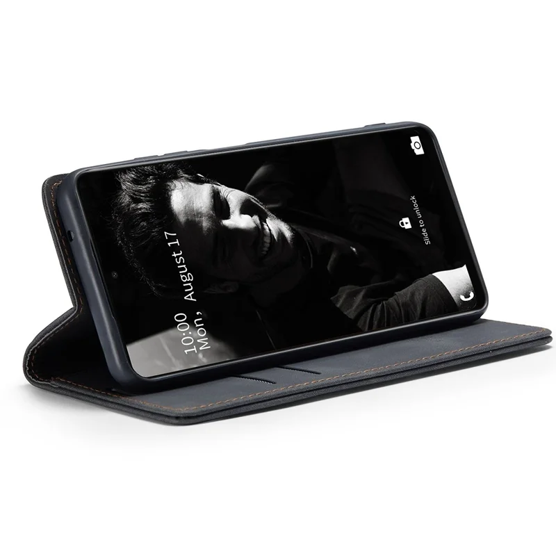 CASEME 013 Series Automatic Suction Leather Wallet Case for Samsung Galaxy A72 4G/5G - Black-Cellmalls