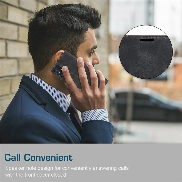 CASEME 013 Series Magnetic Smartphone Cover for Samsung Galaxy M51, PU Leather Wallet Foldable Stand Phone Case - Black-Cellmalls