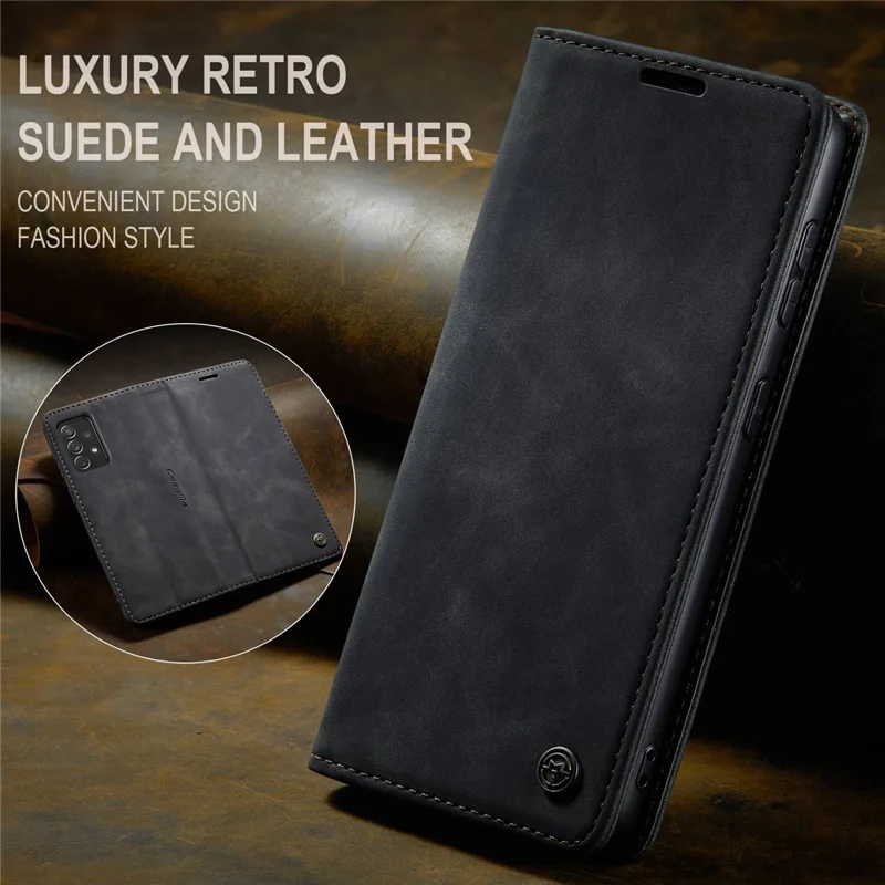 CASEME 013 Series Automatic Suction Leather Wallet Case for Samsung Galaxy A72 4G/5G - Black-Cellmalls