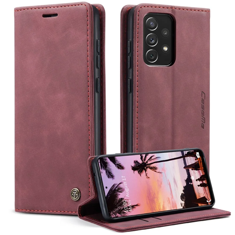 CASEME 013 Series Automatic Suction Leather Wallet Case for Samsung Galaxy A72 4G/5G - Black-Cellmalls