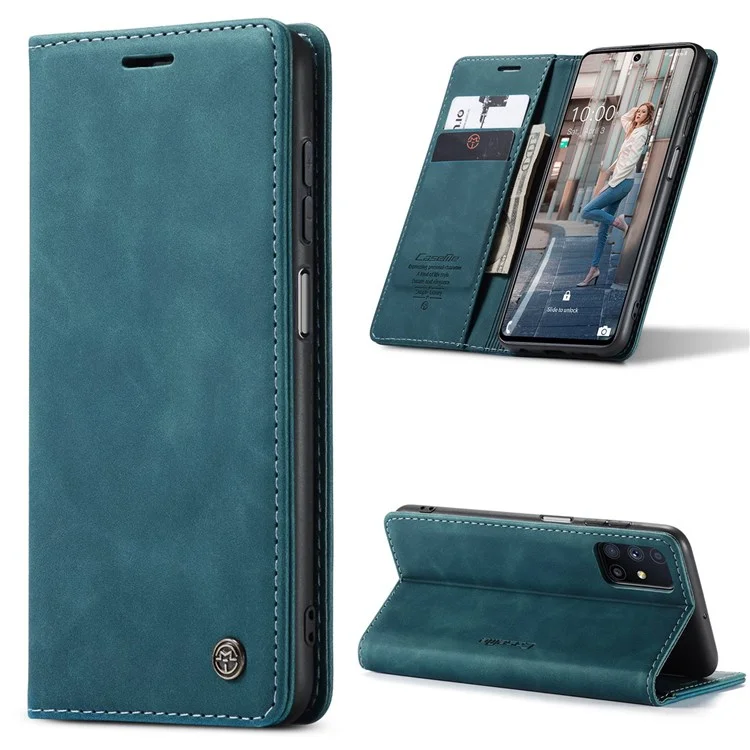 CASEME 013 Series Magnetic Smartphone Cover for Samsung Galaxy M51, PU Leather Wallet Foldable Stand Phone Case - Black-Cellmalls