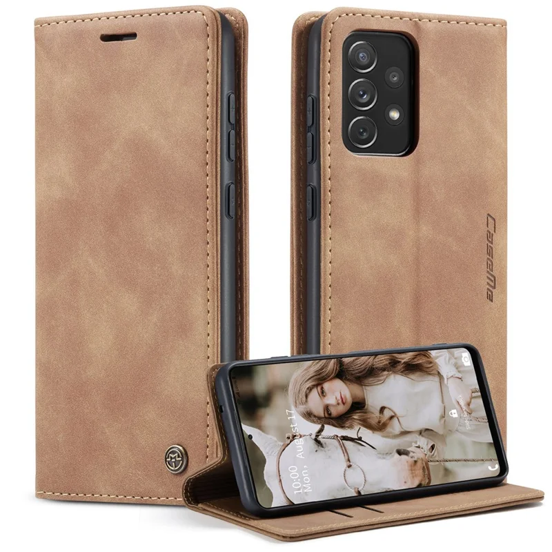 CASEME 013 Series Automatic Suction Leather Wallet Case for Samsung Galaxy A72 4G/5G - Black-Cellmalls