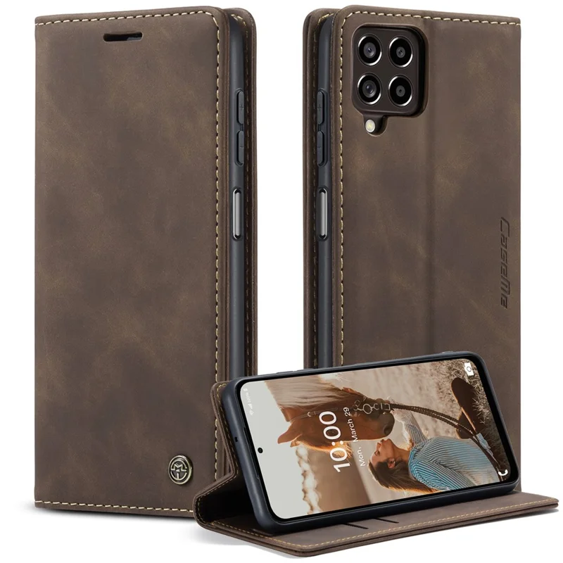 CASEME 013 Series for Samsung Galaxy M53 5G Anti-drop PU Leather Folio Flip Wallet Cover Adjustable Stand Phone Case - Black-Cellmalls