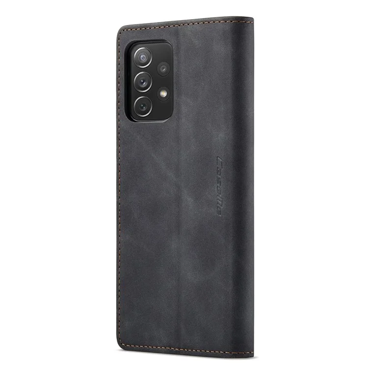 CASEME 013 Series Lightweight Mobile Phone Case Bag for Samsung Galaxy A73 5G, Auto-absorbed PU Leather Wallet Foldable Stand Phone Cover - Black-Cellmalls