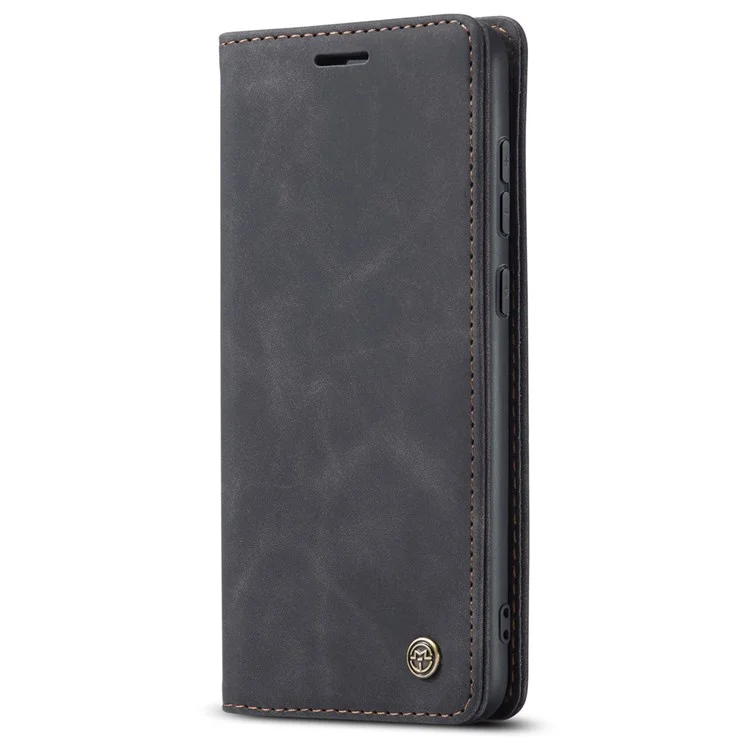 CASEME 013 Series Lightweight Mobile Phone Case Bag for Samsung Galaxy A73 5G, Auto-absorbed PU Leather Wallet Foldable Stand Phone Cover - Black-Cellmalls
