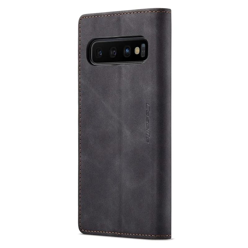 CASEME 013 Series for Samsung Galaxy S10 PU Leather Case [Auto-absorbed] [Wallet Stand] - Black-Cellmalls