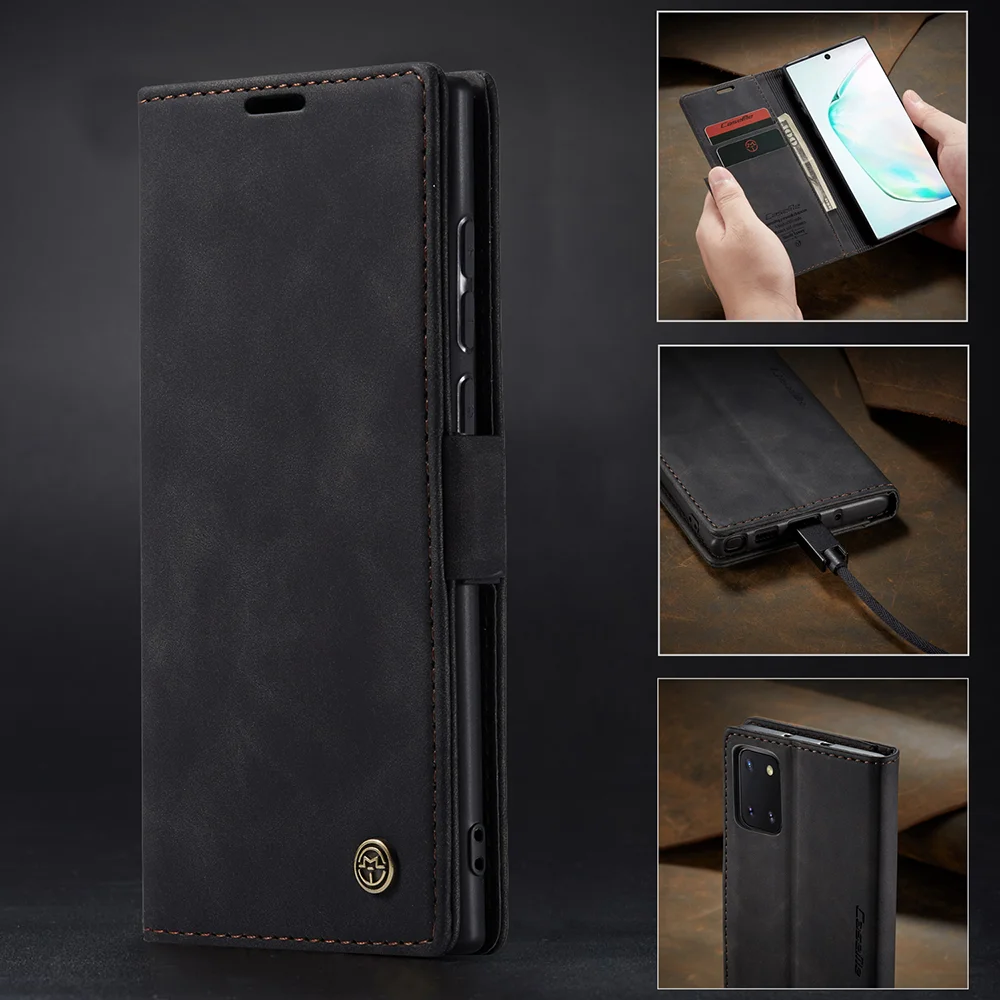 CASEME 013 Series Auto-absorbed Leather Flip Cover for Samsung Galaxy A81/Note 10 Lite - Black-Cellmalls
