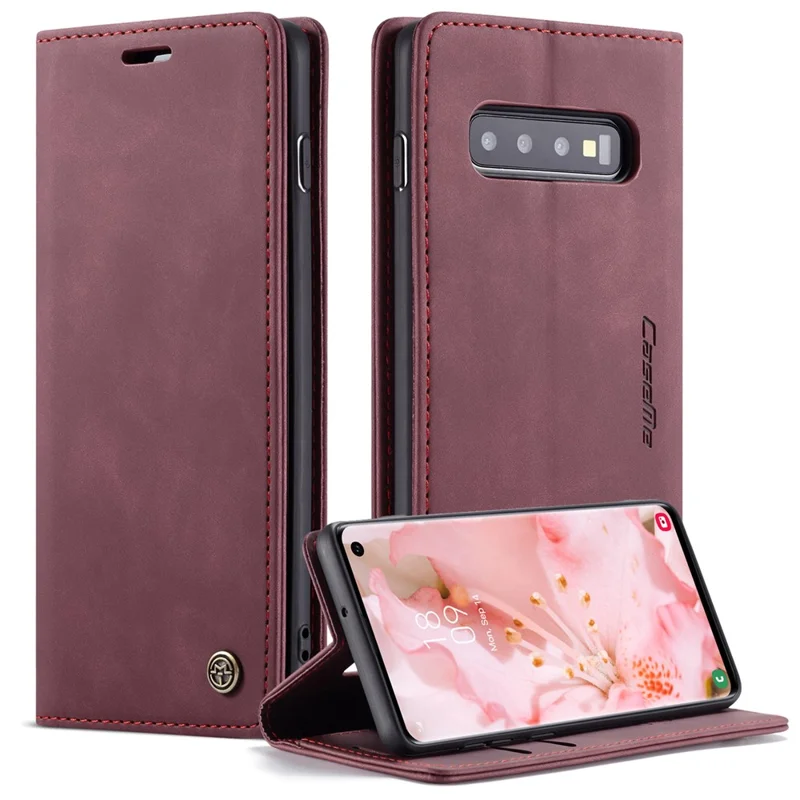 CASEME 013 Series for Samsung Galaxy S10 PU Leather Case [Auto-absorbed] [Wallet Stand] - Black-Cellmalls