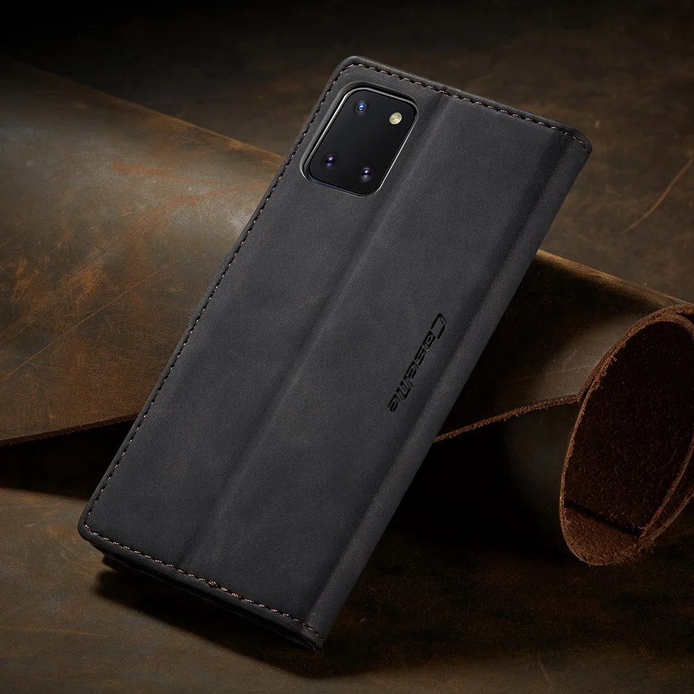 CASEME 013 Series Auto-absorbed Leather Flip Cover for Samsung Galaxy A81/Note 10 Lite - Black-Cellmalls