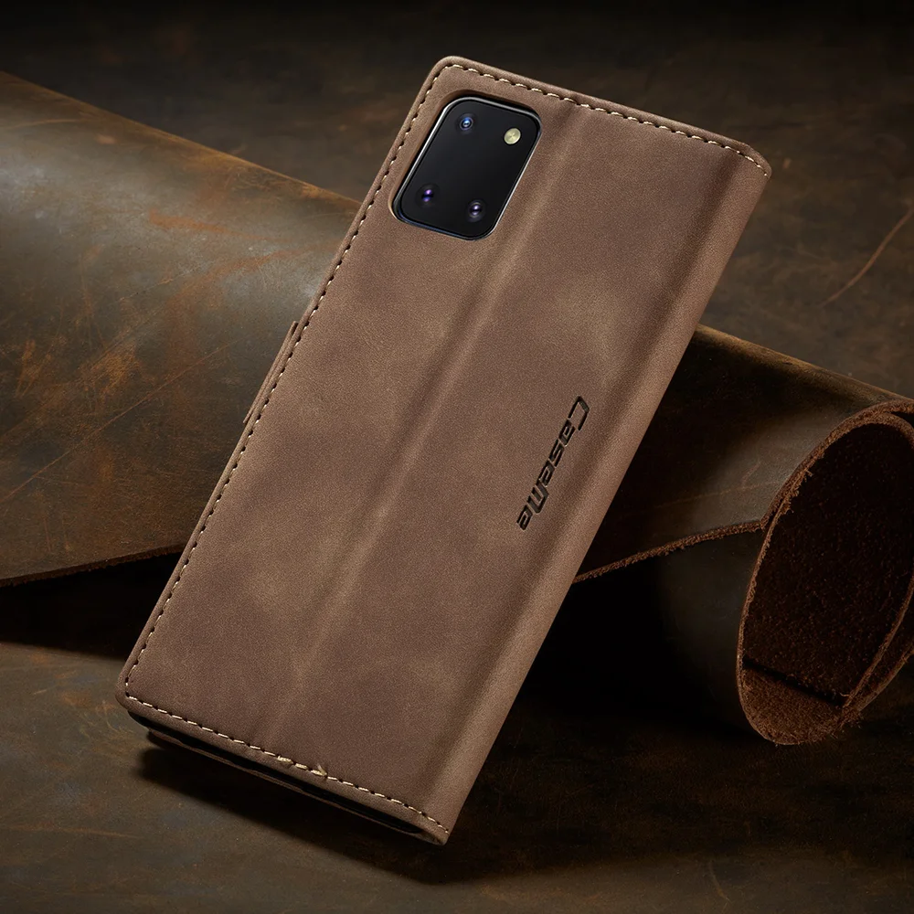 CASEME 013 Series Auto-absorbed Leather Flip Cover for Samsung Galaxy A81/Note 10 Lite - Black-Cellmalls