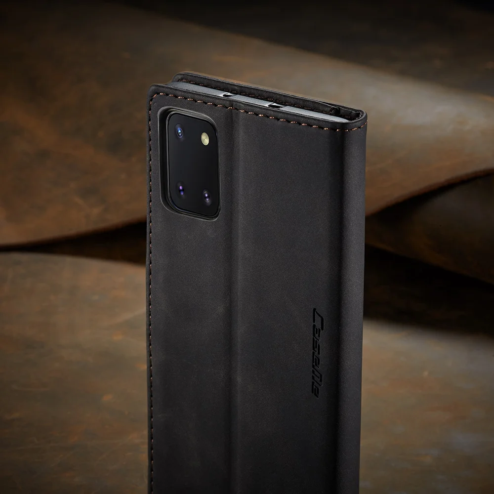 CASEME 013 Series Auto-absorbed Leather Flip Cover for Samsung Galaxy A81/Note 10 Lite - Black-Cellmalls