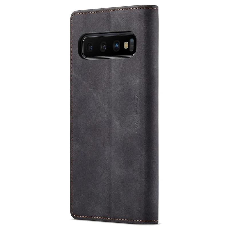 CASEME 013 Series PU Leather Case [Auto-absorbed] [Wallet Stand] for Samsung Galaxy S10 Plus - Black-Cellmalls