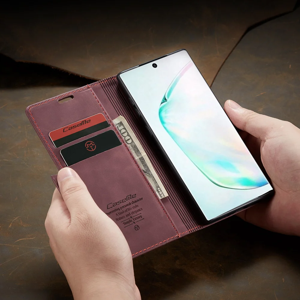 CASEME 013 Series Auto-absorbed Leather Flip Cover for Samsung Galaxy A81/Note 10 Lite - Black-Cellmalls