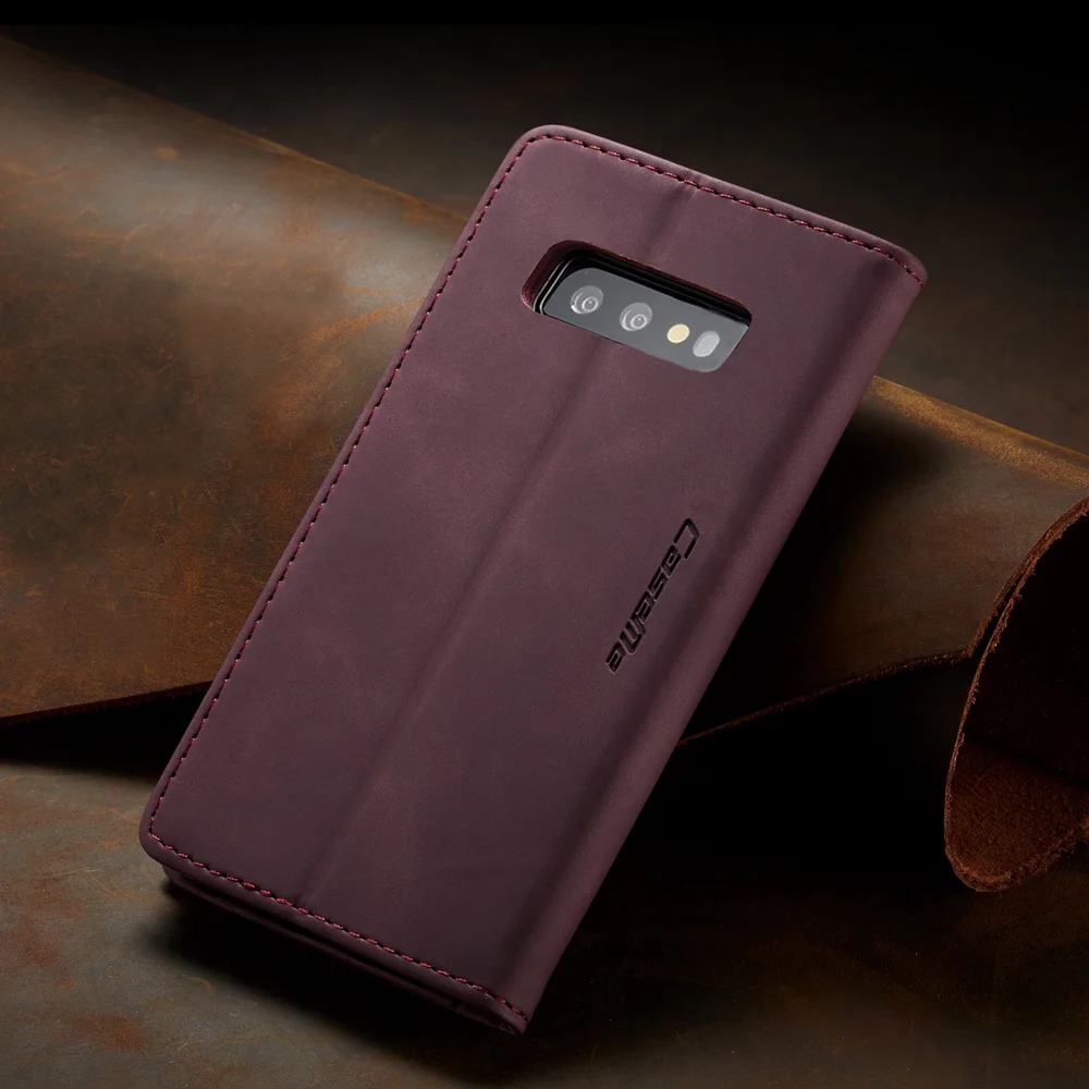 CASEME 013 Series for Samsung Galaxy S10e PU Leather Case [Auto-absorbed] [Wallet Stand] - Black-Cellmalls