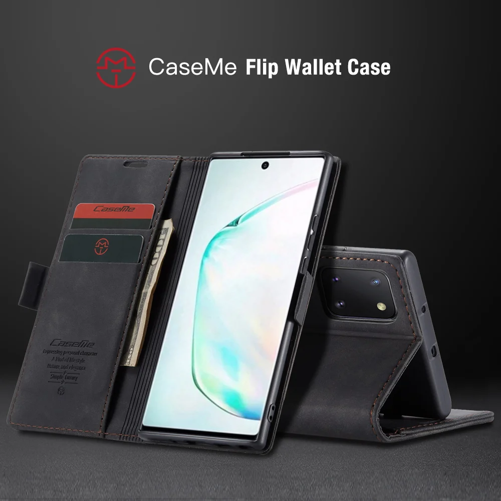 CASEME 013 Series Auto-absorbed Leather Flip Cover for Samsung Galaxy A81/Note 10 Lite - Black-Cellmalls
