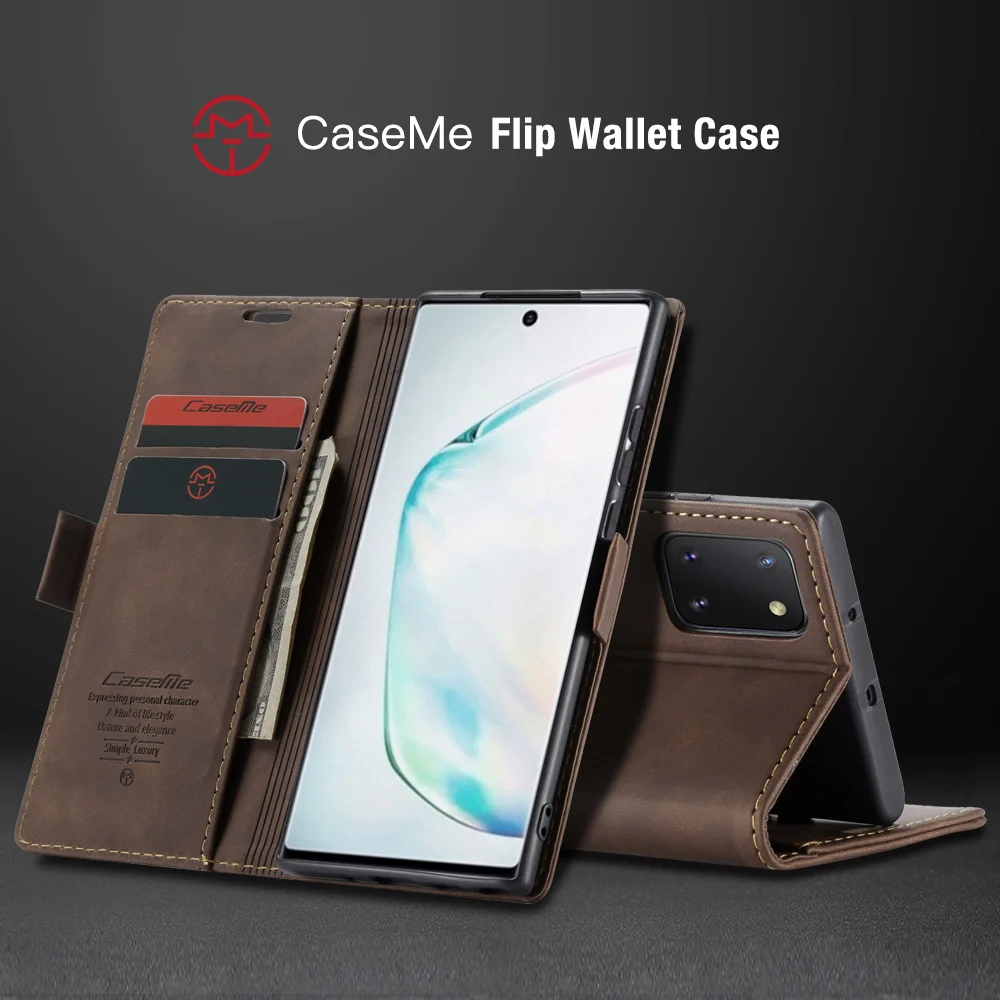 CASEME 013 Series Auto-absorbed Leather Flip Cover for Samsung Galaxy A81/Note 10 Lite - Black-Cellmalls