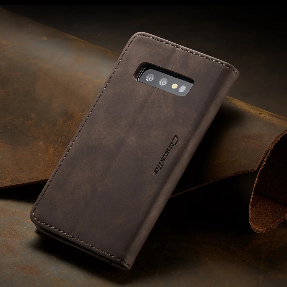CASEME 013 Series for Samsung Galaxy S10e PU Leather Case [Auto-absorbed] [Wallet Stand] - Black-Cellmalls
