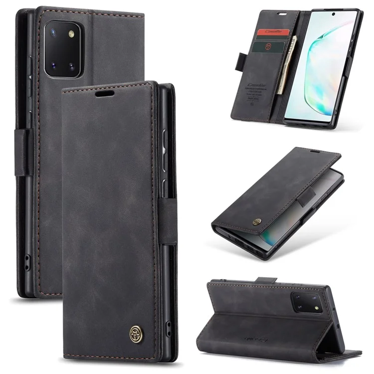 CASEME 013 Series Auto-absorbed Leather Flip Cover for Samsung Galaxy A81/Note 10 Lite - Black-Cellmalls