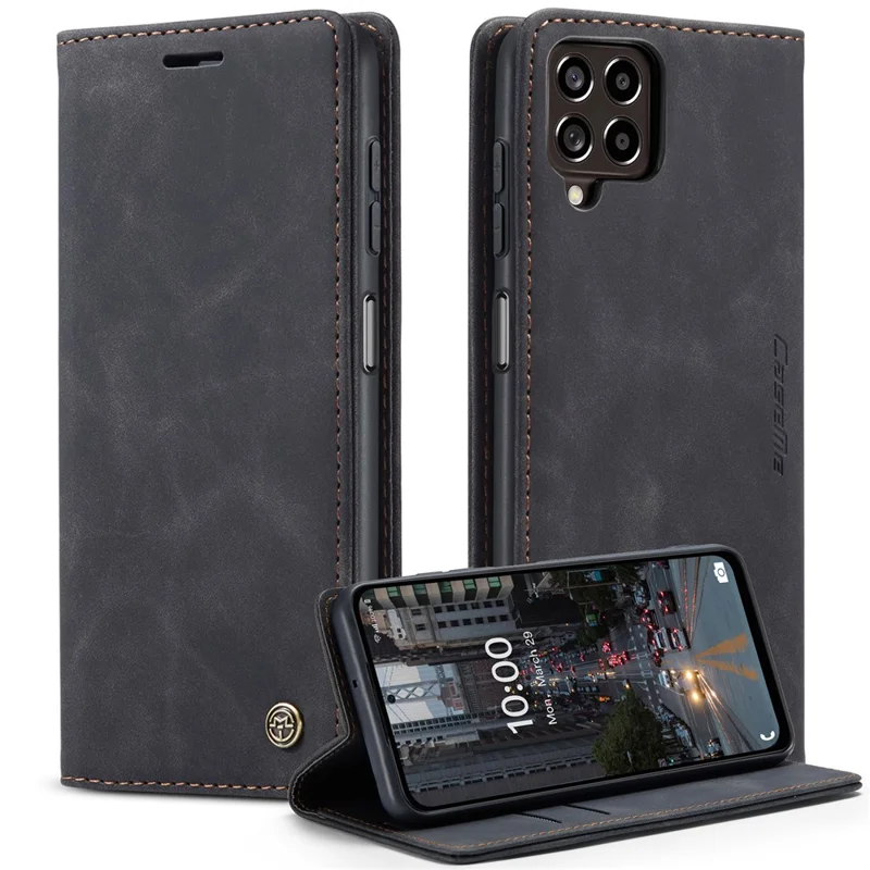 CASEME 013 Series for Samsung Galaxy M53 5G Anti-drop PU Leather Folio Flip Wallet Cover Adjustable Stand Phone Case - Black-Cellmalls