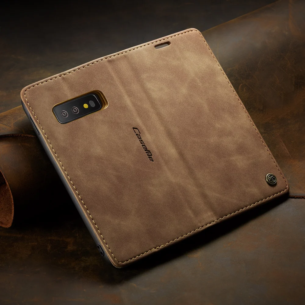 CASEME 013 Series for Samsung Galaxy S10e PU Leather Case [Auto-absorbed] [Wallet Stand] - Black-Cellmalls