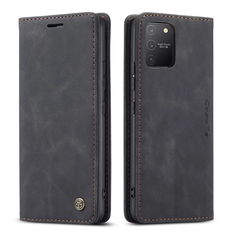 CASEME 013 Series Flip Wallet Leather Mobile Case for Samsung Galaxy A91/S10 Lite - Black-Cellmalls