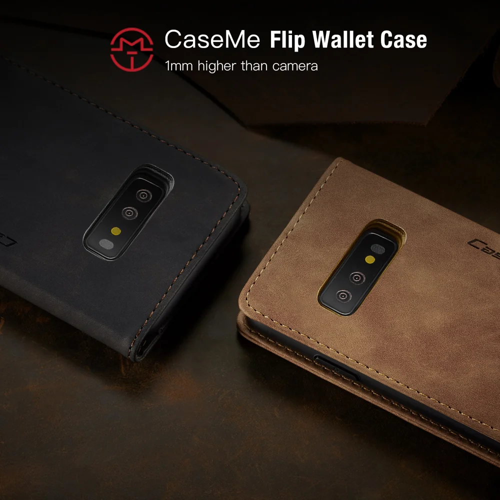 CASEME 013 Series for Samsung Galaxy S10e PU Leather Case [Auto-absorbed] [Wallet Stand] - Black-Cellmalls