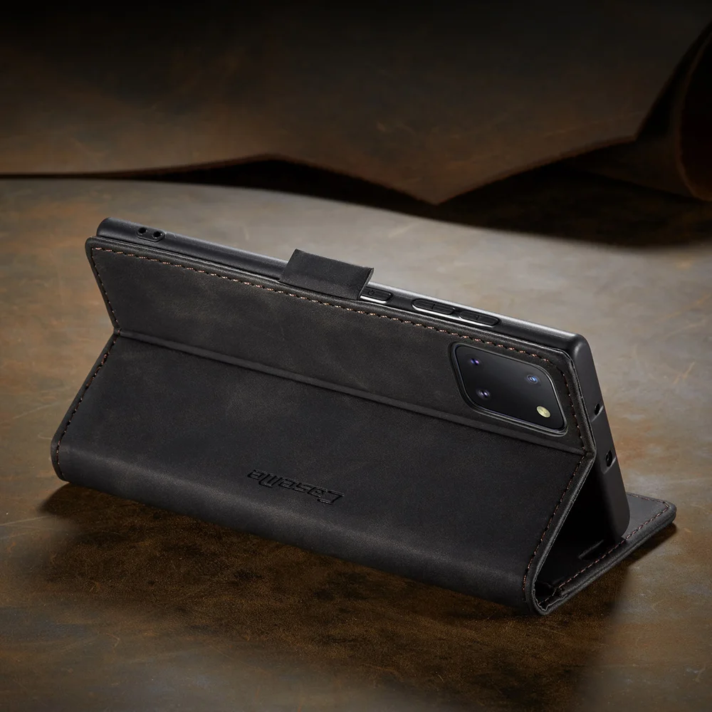 CASEME 013 Series Auto-absorbed Leather Flip Cover for Samsung Galaxy A81/Note 10 Lite - Black-Cellmalls