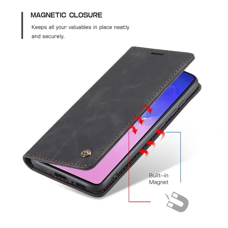 CASEME 013 Series Flip Wallet Leather Mobile Case for Samsung Galaxy A91/S10 Lite - Black-Cellmalls