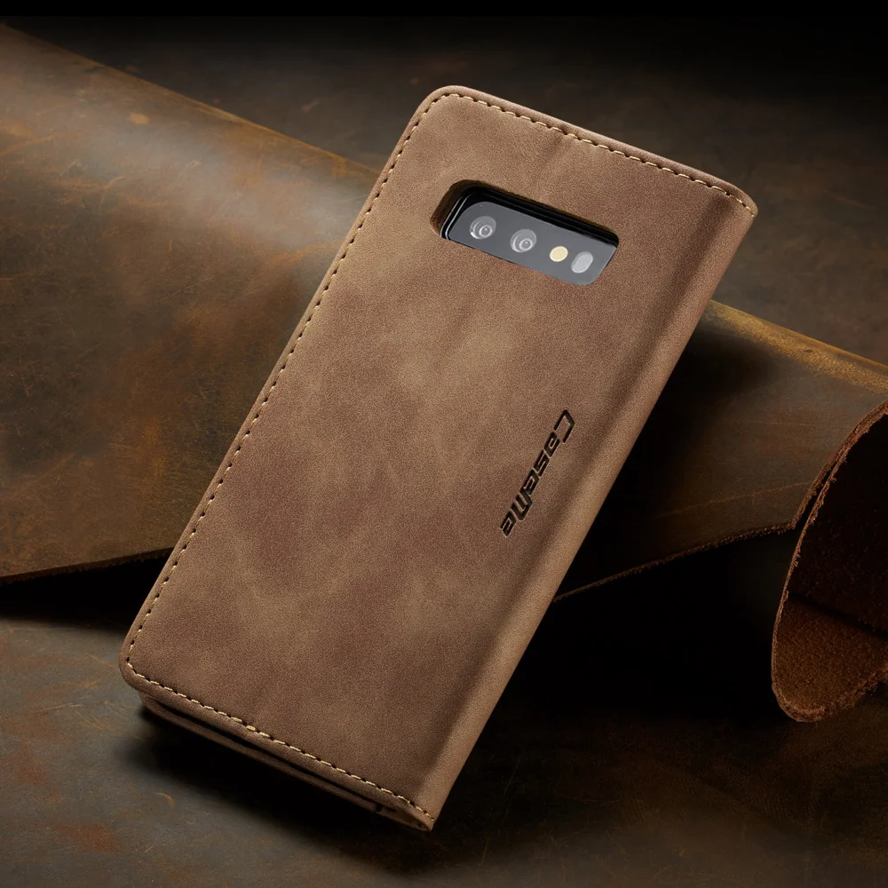CASEME 013 Series for Samsung Galaxy S10e PU Leather Case [Auto-absorbed] [Wallet Stand] - Black-Cellmalls