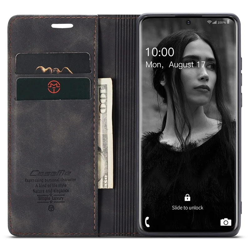 CASEME 013 Series Auto-absorbed Flip Leather Wallet Case for Samsung Galaxy S20 4G/S20 5G - Black-Cellmalls