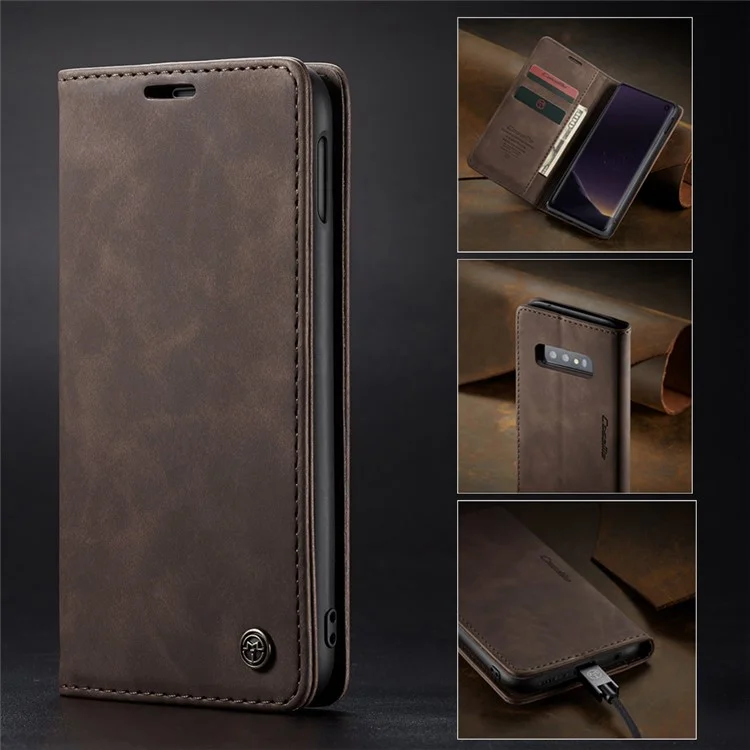 CASEME 013 Series for Samsung Galaxy S10e PU Leather Case [Auto-absorbed] [Wallet Stand] - Black-Cellmalls