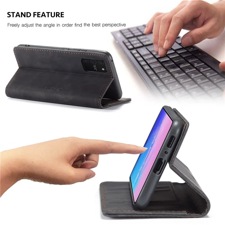 CASEME 013 Series Flip Wallet Leather Mobile Case for Samsung Galaxy A91/S10 Lite - Black-Cellmalls