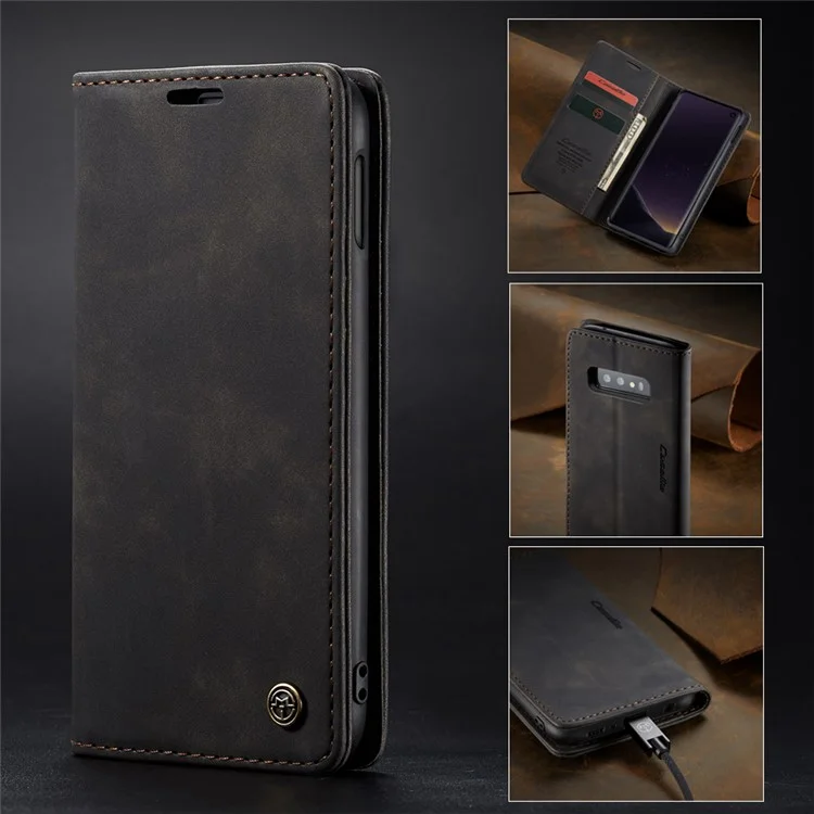 CASEME 013 Series for Samsung Galaxy S10e PU Leather Case [Auto-absorbed] [Wallet Stand] - Black-Cellmalls