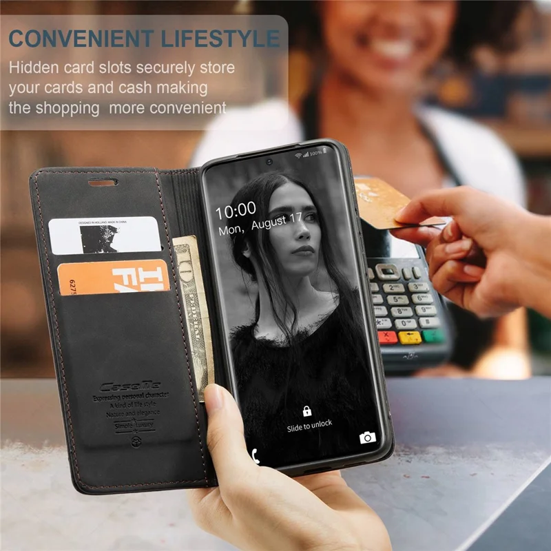 CASEME 013 Series Auto-absorbed Flip Leather Wallet Case for Samsung Galaxy S20 4G/S20 5G - Black-Cellmalls