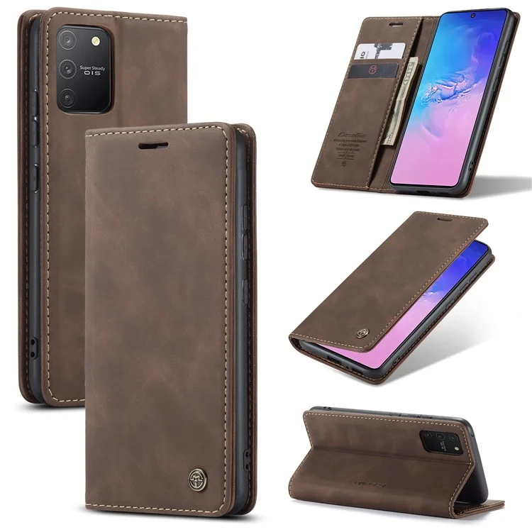 CASEME 013 Series Flip Wallet Leather Mobile Case for Samsung Galaxy A91/S10 Lite - Black-Cellmalls