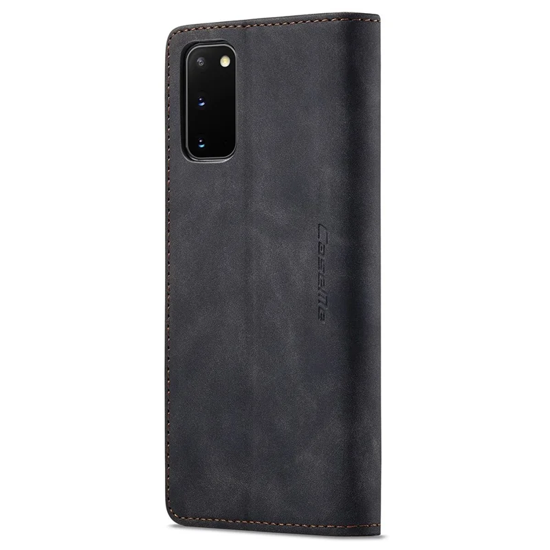 CASEME 013 Series Auto-absorbed Flip Leather Wallet Case for Samsung Galaxy S20 4G/S20 5G - Black-Cellmalls