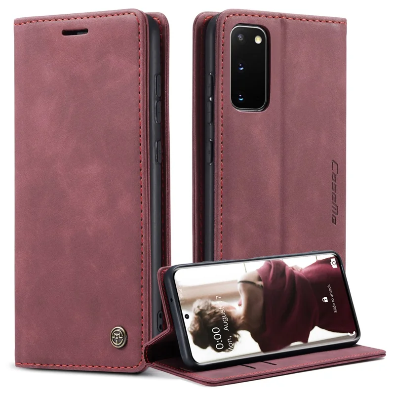 CASEME 013 Series Auto-absorbed Flip Leather Wallet Case for Samsung Galaxy S20 4G/S20 5G - Black-Cellmalls