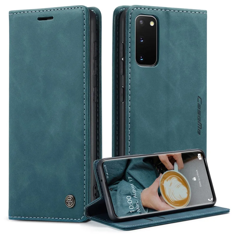 CASEME 013 Series Auto-absorbed Flip Leather Wallet Case for Samsung Galaxy S20 4G/S20 5G - Black-Cellmalls